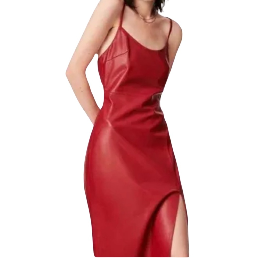Zara faux vegan red dress.NWOT. ❤️🔥 - Picture 4 of 17